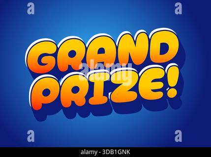 Testo colorato con le parole Grand Prize! in grassetto e divertente su sfondo blu Illustrazione Vettoriale