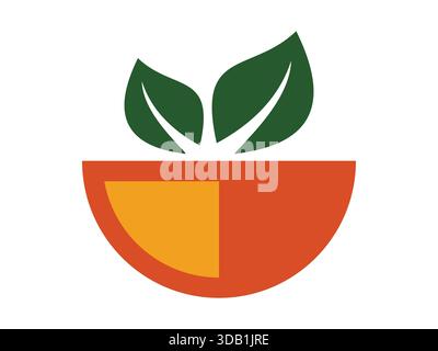 Un'icona arancione pulita e moderna con un design fresco a fette di agrumi. Ideale per applicazioni alimentari, branding nutrizionale, confezionamento, visua stile di vita sano Illustrazione Vettoriale