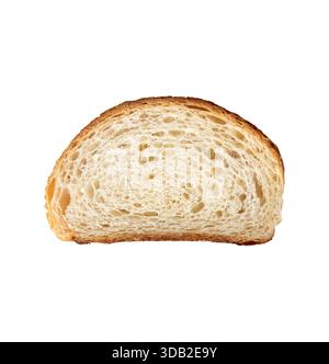 Fetta di pane bianco di segale isolato su sfondo bianco, ritaglio vista frontale Foto Stock