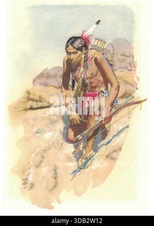 Un tracker nativo americano. Un tracker indiano. I nativi americani - chiamati anche nativi americani, primi americani o indigeni americani - sono i popoli indigeni degli Stati Uniti, in particolare dei 48 stati inferiori e dell'Alaska. Possono anche includere qualsiasi americano le cui origini risiedono in uno qualsiasi dei popoli indigeni del Nord o del Sud America. Lo United States Census Bureau pubblica dati sugli indiani americani e i nativi dell'Alaska, che definisce come chiunque abbia origini in uno qualsiasi dei popoli originari del Nord e del Sud America ... e che mantenga l'affiliazione tribale o l'annesso della comunità Foto Stock