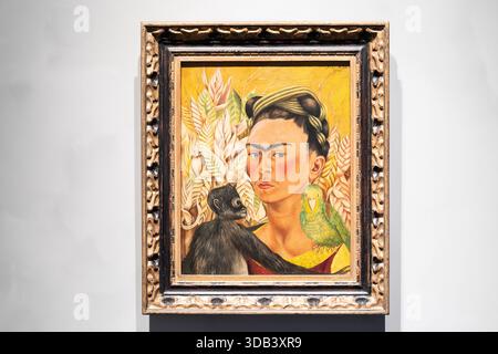 New York, Stati Uniti. 13 dicembre 2025. Frida Kahlo Autorretrato con chango y loro ha venduto per oltre 3 milioni di dollari in vista durante l'anteprima stampa presso Sotheby's 'Icons' e Bing Crosby Exhibitions a New York, NY il 13 dicembre 2025. Crediti: lev radin/Alamy Live News Foto Stock