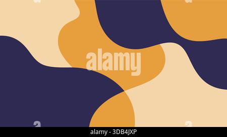 Forme astratte organiche disposte in una composizione bilanciata con colori duotoni, aspetto vettoriale piatto minimale Illustrazione Vettoriale
