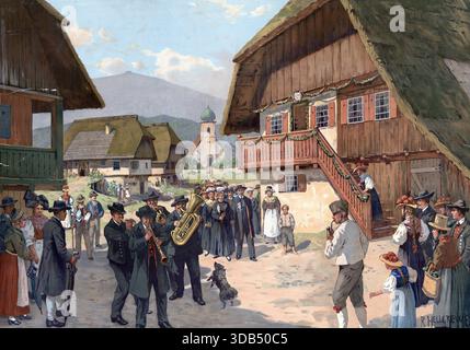 Processione nuziale nella Foresta Nera, Germania, riproduzione autentica di un poster scolastico, storico, circa 1900 Foto Stock