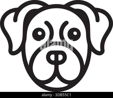 Immagine vettoriale di un disegno di linea della faccia di cane Illustrazione Vettoriale