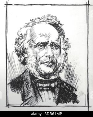 Sir Charles Lyell, i baronetto, FRS - 14 novembre 1797 - 22 febbraio 1875, è stato un geologo scozzese che ha dimostrato il potere delle cause naturali conosciute nello spiegare la storia della terra. Oggi è meglio conosciuto per la sua associazione con Charles Darwin e come autore di Principles of Geology (1830-33), che ha presentato a un vasto pubblico l'idea che la terra fosse plasmata dagli stessi processi naturali ancora in funzione oggi, operando a intensità simili. Il filosofo William Whewell soprannominò questa visione gradualistica uniformitarismo e la contrastò con il catastrofismo, che era stato Foto Stock