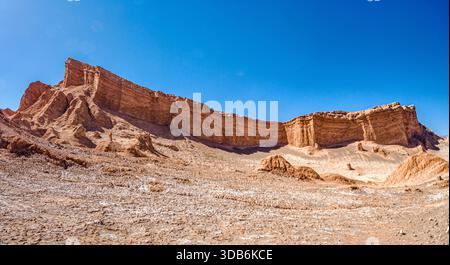 L'Anfiteatro, una sinclina di strati di arenaria nella Valle de la Luna, la Valle della Luna vicino a San Pedro de Atacama nelle Ande cilene Foto Stock