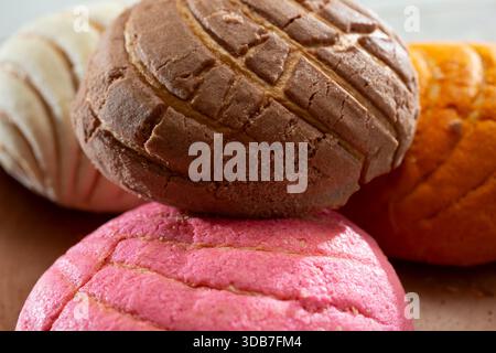 Una vista di diversi conchas messicani. Foto Stock