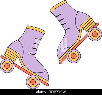 Pattini a rulli Cartoon Y2K Growy Illustrazione Vettoriale