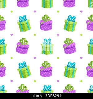 Motivo scatola presente fumetto senza cuciture Illustrazione Vettoriale