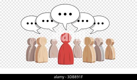 Concetto di leadership con la figura rossa che si distingue dalla massa Illustrazione Vettoriale