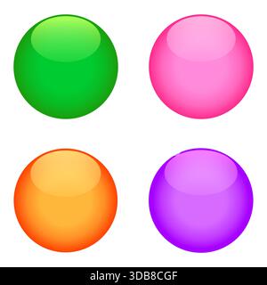Serie di illustrazioni di pulsanti multicolore per la progettazione su sfondo bianco Illustrazione Vettoriale