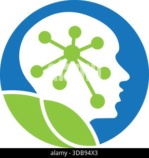 Brain Network Connection Intelligence Logo Design Vector Illustrazione Vettoriale