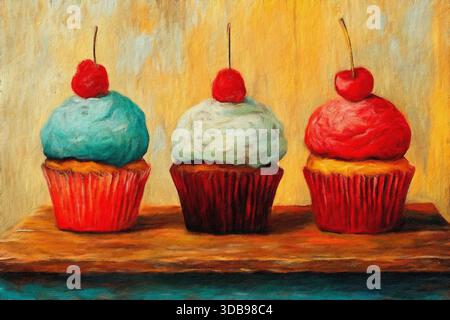 Tre cupcake. Foto Stock