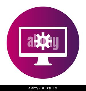 Impostazioni del monitor del computer. Simbolo di manutenzione del sistema. Configurazione digitale vettoriale. Icona della schermata di configurazione Illustrazione Vettoriale
