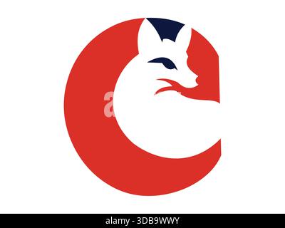 Lettera iniziale creativa C combinata con un'icona Fox unica, perfetta per progetti moderni di grafica vettoriale, identità e digitali. Elegante, minimalista e ver Illustrazione Vettoriale