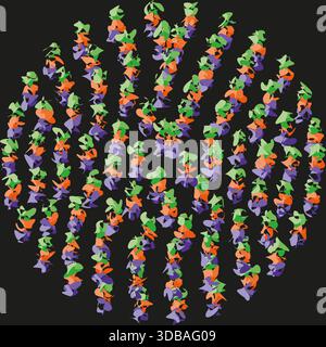 Forme di pennello astratte. Colorato motivo organico. Vettore flusso dinamico. Elemento sfondo scuro Illustrazione Vettoriale