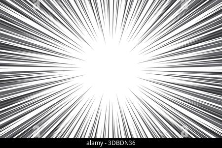 Linee di velocità radiali in stile fumetto per lo sfondo. Illustrazione Vettoriale