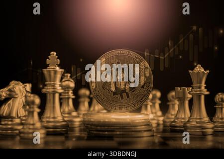 Moderno modo di exchange. Bitcoin è comodo il pagamento in economia globale del mercato. Virtual valuta digitale e investimenti finanziari del concetto di commercio. Abstr Foto Stock