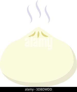 Illustrazione del vettore del panino cinese al vapore Baozi - icona del cibo asiatico Design piatto Illustrazione Vettoriale