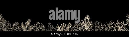 Confine botanico con piante invernali della linea d'oro Illustrazione Vettoriale