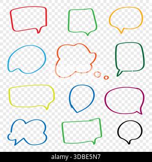 Icone delle bolle vocali. Illustrazione vettoriale disegnata a mano Illustrazione Vettoriale