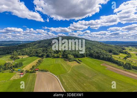 Veduta aerea della regione intorno a Haimendorf, un distretto di Roethenbach sul fiume Pegnitz nella Franconia media Foto Stock