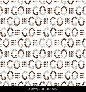 Contorno e chicchi di caffè pieni le lettere formate VANNO e la forma quadrata rappresenta il livello di intensità del caffè. Illustrazione vettoriale isolata contenuto correlato al caffè a tema o schede menu Banner e opuscoli Illustrazione Vettoriale