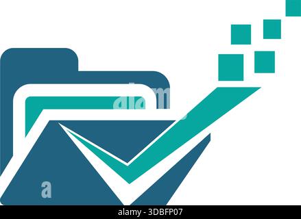 Cartella digitale Logo documento Design Gestione file icona tecnologia di archiviazione dati modello vettoriale Illustrazione Vettoriale