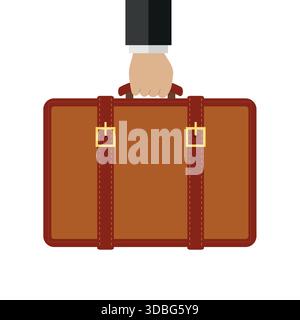 Illustrazione vettoriale a mano con una valigia su sfondo bianco Illustrazione Vettoriale