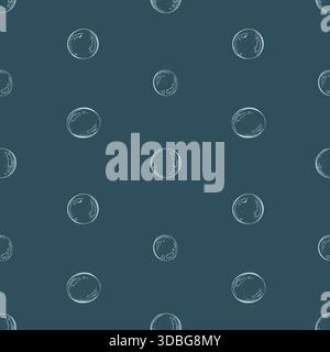 Bolle subacquee senza cuciture. Disegno grafico a linee illustrazione disegnata a mano di gocce d'aria o d'acqua per la vita marina e il design creativo del mare su una Illustrazione Vettoriale