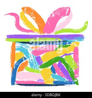 Confezione regalo vettoriale in acquerello, illustrazione dipinta a mano. Elemento di design per banner, promozione, offerta vacanze, voucher, Black Friday, saldi di Natale, Illustrazione Vettoriale