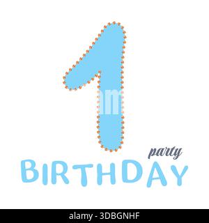 Banner per le vacanze. Festa di primo compleanno, buon compleanno di 1 anno. Biglietto d'auguri o di invito. Illustrazione vettoriale Illustrazione Vettoriale