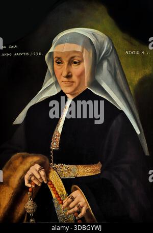 Ritratto di una donna di 45 anni 1538, Bartholomäus Bruyn (1493-1555) Barthel Bruyn o Barthel Bruyn il Vecchio pittore rinascimentale tedesco attivo a Colonia in Germania Foto Stock
