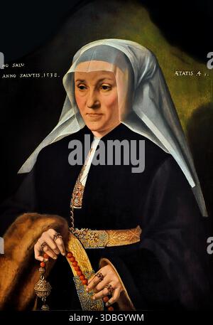 Ritratto di una donna di 45 anni 1538, Bartholomäus Bruyn (1493-1555) Barthel Bruyn o Barthel Bruyn il Vecchio pittore rinascimentale tedesco attivo a Colonia in Germania Foto Stock