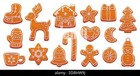 Cartoni animati Natale gingerbread, biscotti della casa Illustrazione Vettoriale