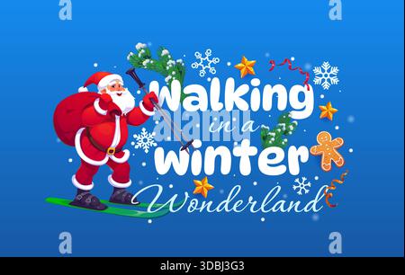 Citazione di Natale, camminando nel paese delle meraviglie d'inverno Illustrazione Vettoriale