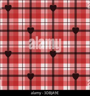 Audace motivo San Valentino con cuori a quadri Illustrazione Vettoriale