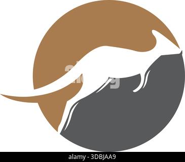 Disegno del logo Wild Kangaroo Jumping Wildlife Conservation Animal Nature icona modello vettoriale Illustrazione Vettoriale