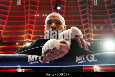 PA SPORT FOTO DELL'ANNO 2025. Foto del file datata 12-11-2025 di Chris Eubank Jr. Durante un allenamento aperto al Pelligon, Londra. Chris Eubank Jr e Conor Benn si scontreranno di nuovo sabato 15 novembre allo stadio Tottenham Hotspur di Londra. Data di pubblicazione: Mercoledì 17 dicembre 2025.. Foto Stock