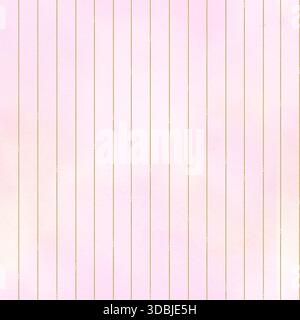Linee sottili dorate motivo senza cuciture su elegante sfondo rosa acquerello. Disegno a strisce verticali disegnate a mano. Sagoma delicata per carta da imballaggio Foto Stock