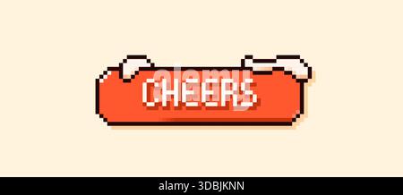 Allegra pixel art Christmas speech bobble con pali di neve. Illustrazione Vettoriale