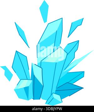 Cristalli di ghiaccio blu che frantumano ed esplodono in frammenti Illustrazione Vettoriale