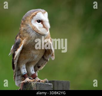 I gufi di fienile, i gufi del genere Tyto, sono il genere di gufi più diffuso al mondo. Sono gufi di medie dimensioni con teste grandi. Foto Stock