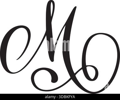 Lettera maiuscola calligrafica su sfondo bianco. Creazione di tipografia pulita vettoriale per vari progetti di design, branding e iniziali Illustrazione Vettoriale
