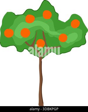 Illustrazione del cartone animato di agrumi per la coltivazione dell'arancia Illustrazione Vettoriale