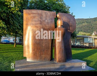 Scultura in bronzo sul lungolago di Bregenz, lago di Costanza, Vorarlberg, Austria, Europa Foto Stock