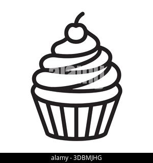 Contorno cupcake icona vettore dessert Bakery simbolo Sweet Food Illustrazione Vettoriale