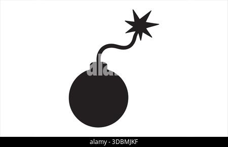 Icona di silhouette della bomba Vector nero isolato Illustrazione Vettoriale