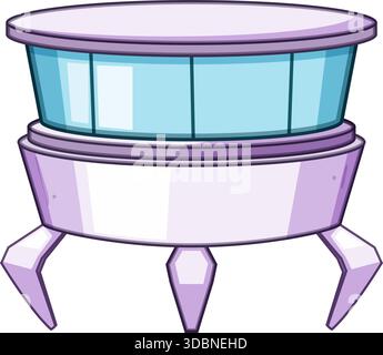 Navicella spaziale aliena in movimento con design futuristico e carrello di atterraggio Illustrazione Vettoriale