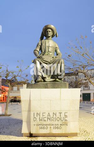 Monumento a Enrico il Navigatore, Praca Infante Dom Henrique, Lagos, Algarve, Portogallo Foto Stock